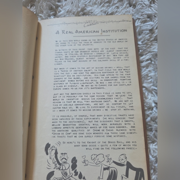 Vintage 1939 Just Cocktails Wood Covered Recipe Book & Art - Picture 4 of 9